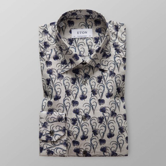 Eton Sweden luxury beautiful floral shirt 17.5/44, XL contemporary NWT$305 - Picture 3 of 8